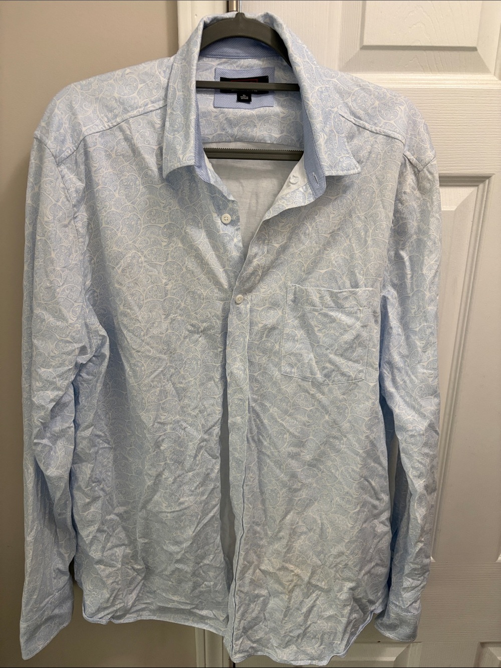 Johnston & Murphy Light Blue Paisley Long-Sleeve Dress Shirt